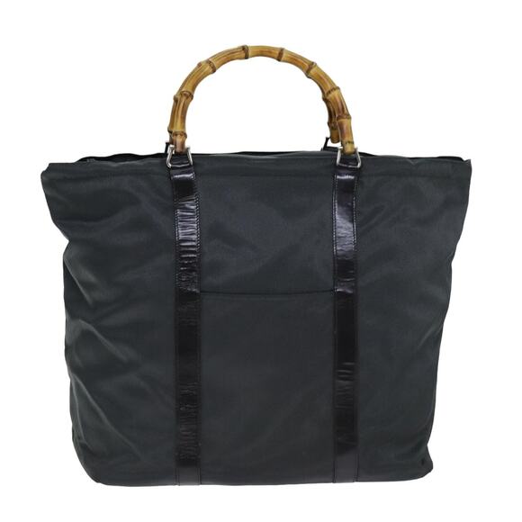 GUCCI Bamboo Hand Bag Nylon Gray 002 2854 0412 5 - Picture 3 of 12